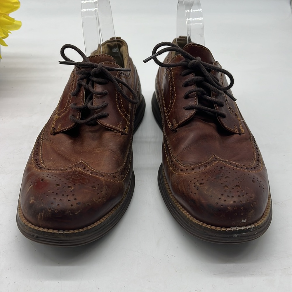 Cole Haan Brown Leather Wing Tip Oxford Size 8. MS2609A - Picture 2 of 8